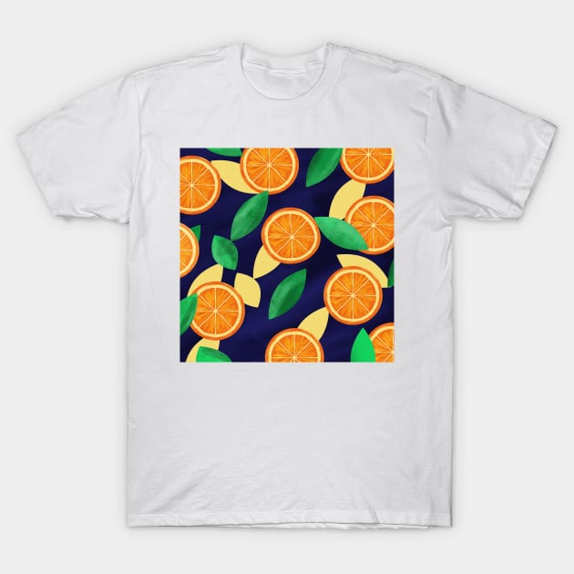 Orange pattern background with leaves T-Shirt by vocej